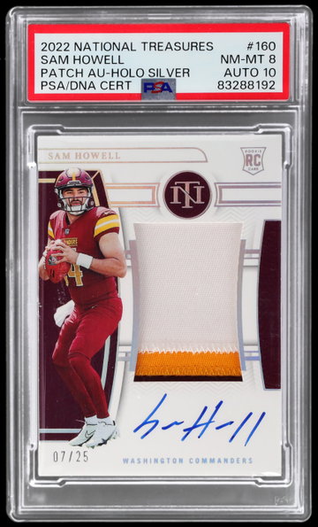 2022 National Treasures Sam Howell Patch Autograph Holo Silver PSA 8 RC AUTO