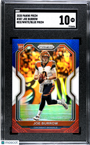 2020 Panini Prizm Joe Burrow #307 Red White Blue SGC 10