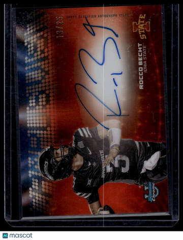2025 Bowman Chrome University Rocco Becht #CVA-RB Campus Visit Autographs Orange Refractor SN AU