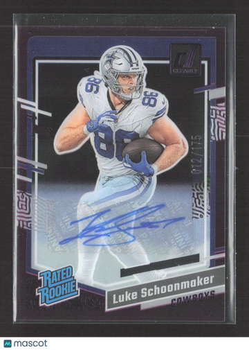 2024 Panini Clearly Donruss Luke Schoonmaker #73 012/175 Auto