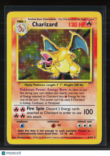 1999 Base Set Charizard Holo Rare #4/102