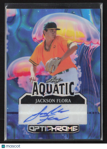 2025 Leaf Aquatic Optichrome Jackson Flora Autographed NCAA Baseball Trading Card AA-JF1 Auburn Tigers