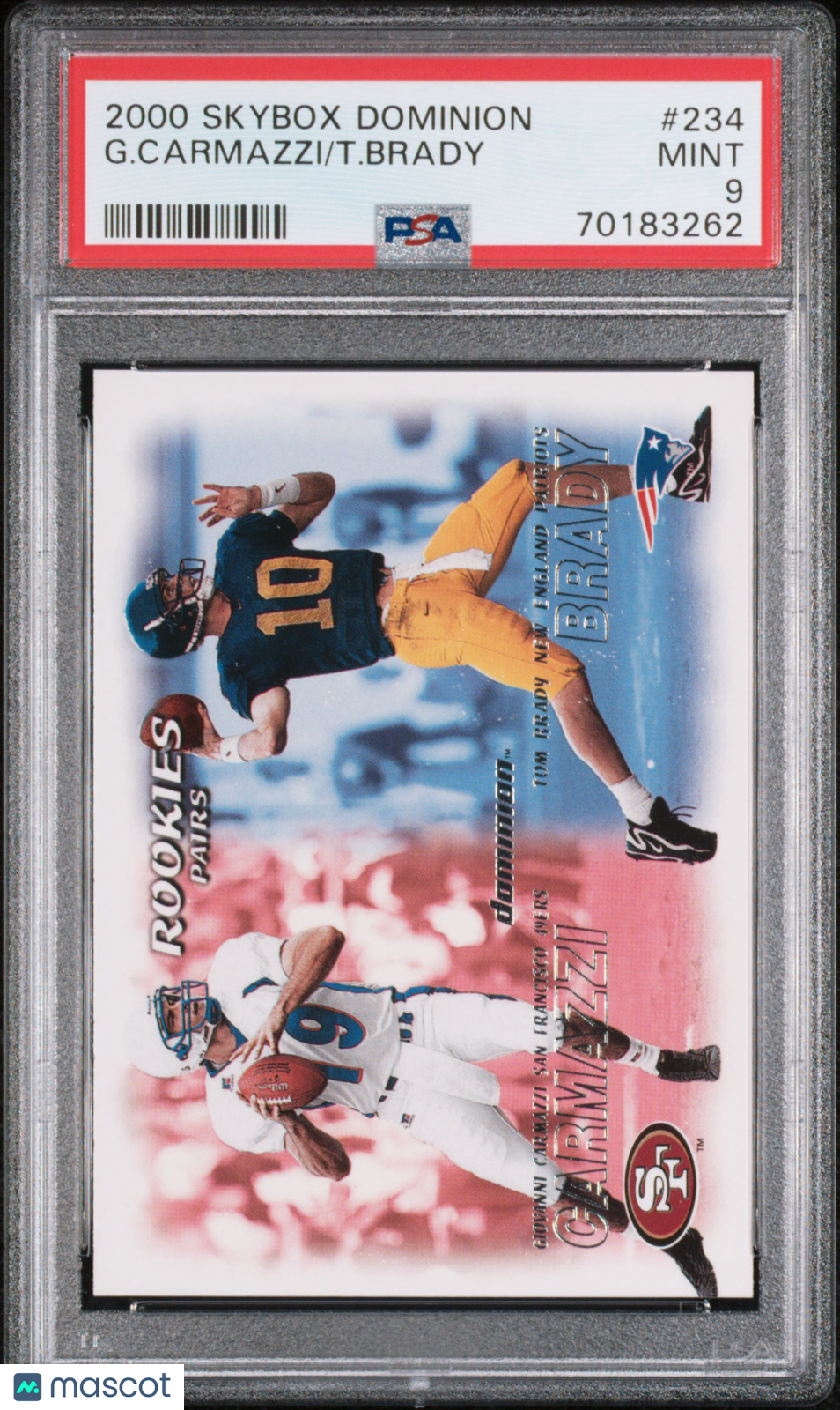 2000 Skybox Dominion Tom Brady & Giovanni Carmazzi Base #234 PSA 9