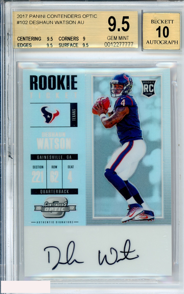 2017 PANINI CONTENDERS OPTIC DESHAUN WATSON #102 ROOKIE BGS 9.5 AUT= 10
