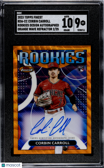 2023 Topps Finest Corbin Carroll #RDA-CC Rookies Design Autograph Orange Wave Refractor /25 SGC 9 Auto 10