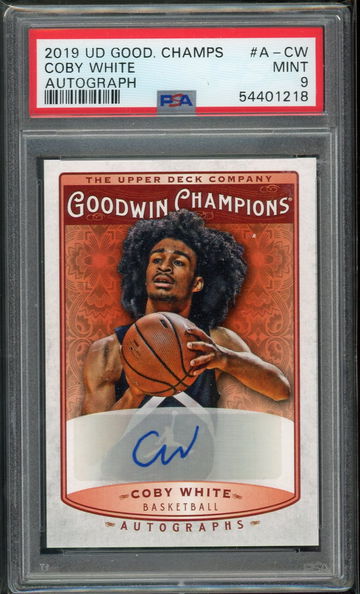 2019 UD Goodwin Autographs Coby White PSA 9 