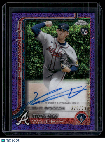 2025 Topps Chrome Hurston Waldrep #CRDA-HW Purple Speckle Refractor /299 RC Topps
