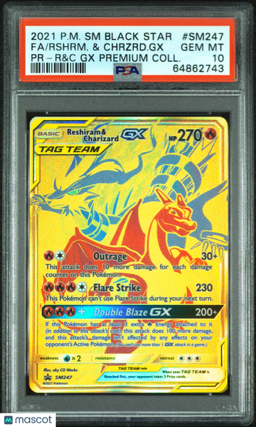 2021 Pokemon SM Black Star Promo Rshrm. & Chrzrd. GX PR-R&C GX Premium Coll. Fa PSA 10 #SM247
