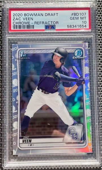 2020 Bowman Chrome Draft Refractor Zac Veen PSA 10