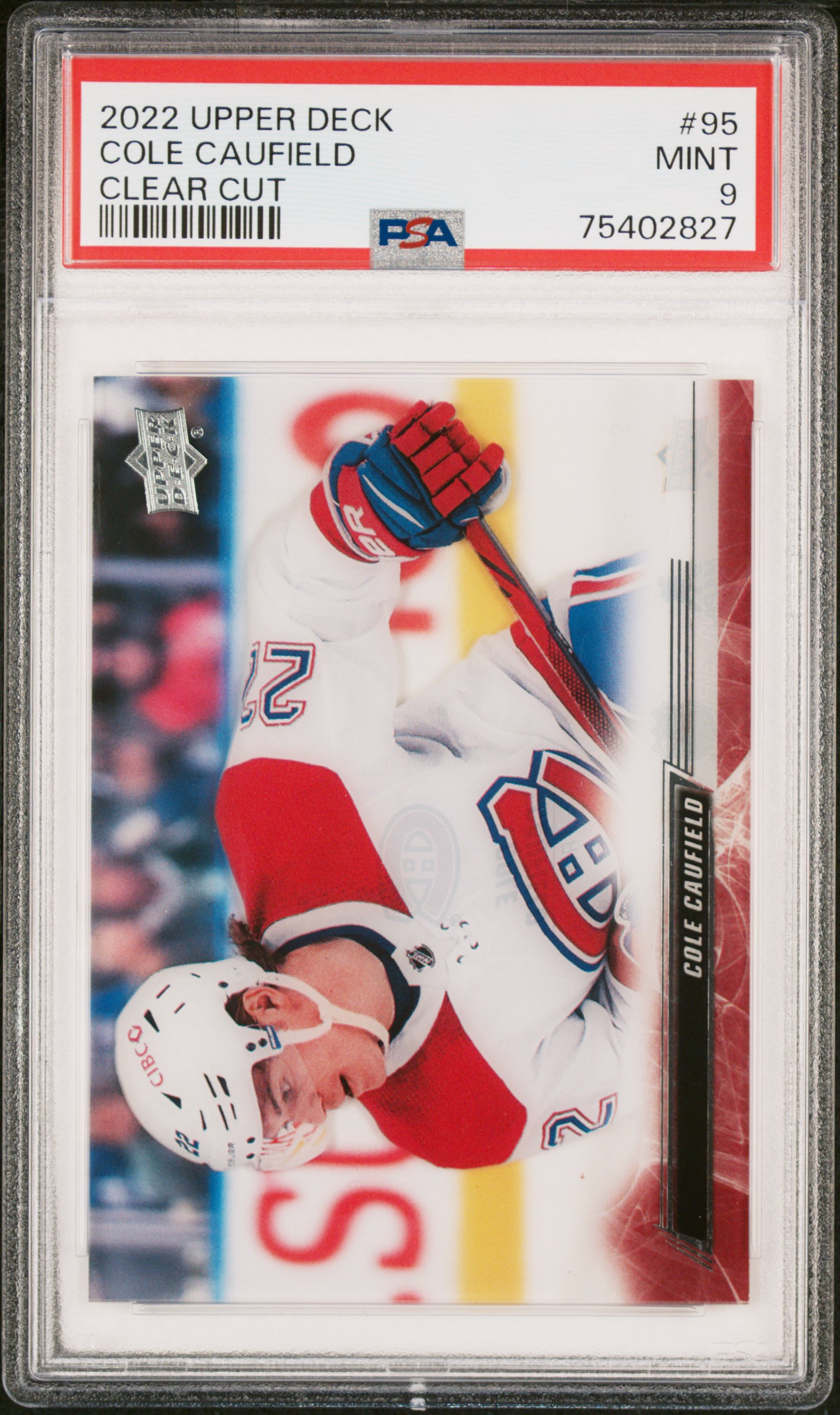 2022 Upper Deck Cole Caufield #95 Clear Cut PSA 9