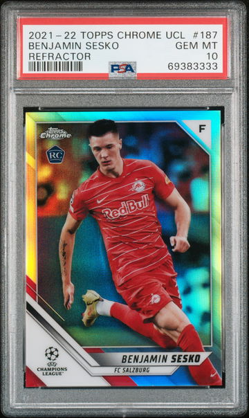 2021-22 Topps Chrome UCL Benjamin Sesko RC Refractor PSA 10