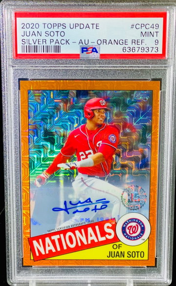 2020 Juan Soto Orange Refractor Auto /25 PSA 9 Silver Pack