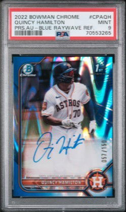 Quincy Hamilton 2022 Bowman Chrome 1st Blue Refractor Auto 057/199