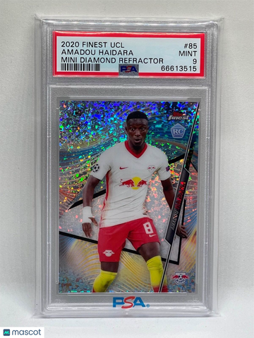2020 Topps Finest UEFA Champions League Amadou Haidara #85 Mini Diamond Refractor PSA 9