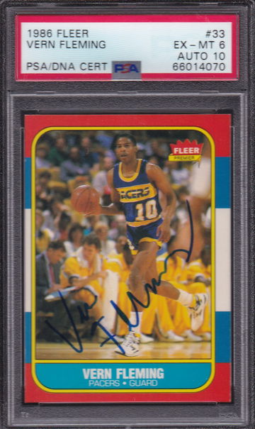 1986 FLEER #33 VERN FLEMING PSA/DNA SIGNED AUTOGRAPH PSA/DNA EX-MT 6 Auto 10