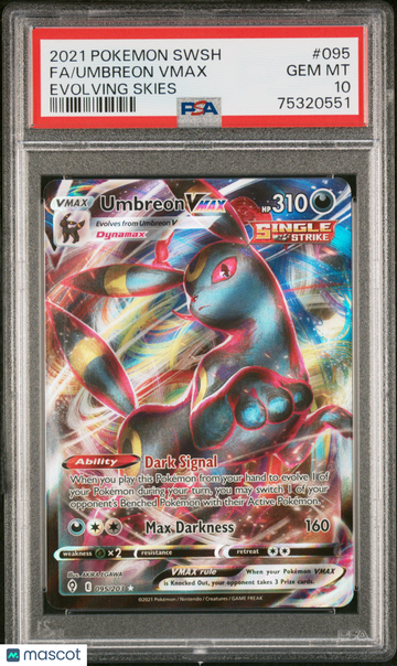2021 Pokemon Sword & Shield Evolving Skies Umbreon VMAX Evolving Skies PSA 10 #095