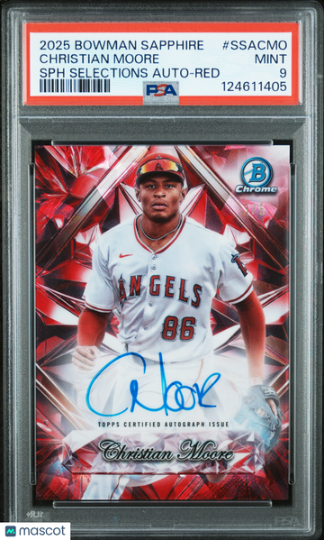 2025 Bowman Sapphire Edition Sapphire Selections Autographs Christian Moore SPH Red PSA 9