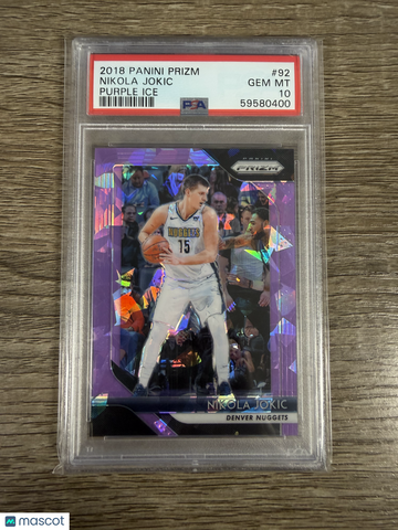 2018 Panini Prizm Nikola Jokic #92 Purple Ice PSA 10