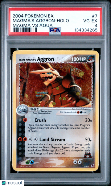 2004 Pokemon EX Team Magma VS Team Aqua Magma's Aggron Holo PSA 4 #7
