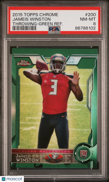 2015 Topps Chrome Jameis Winston #200 Green Refractor Rookie PSA 8