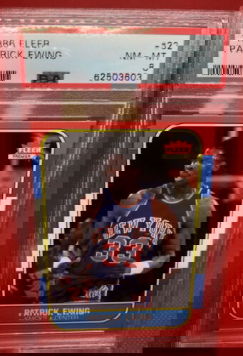 1986 Fleer Patrick Ewing HOF ROOKIE RC #32 PSA 8 NM-MT