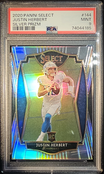 2020 Panini select 144 Justin Herbert PSA 9 SILVER PRIZM