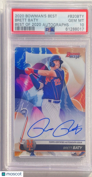 2020 Bowman's Best Best Of 2020 Autographs Brett Baty #B20BTY PSA 10