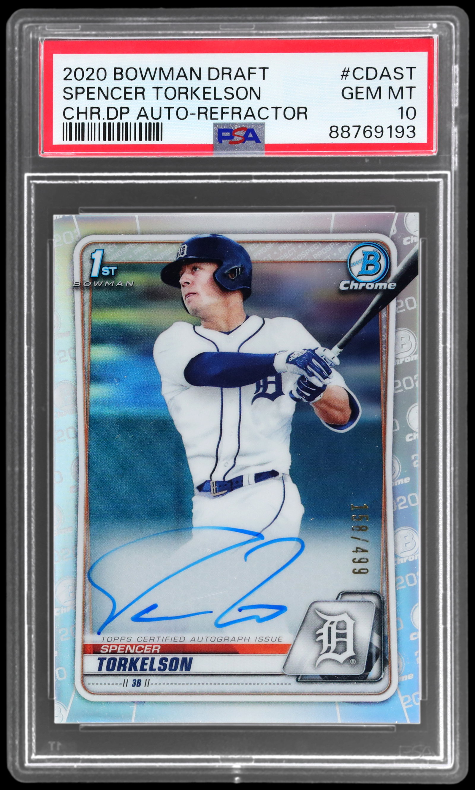 2020 Bowman Draft Spencer Torkelson Chrome Autograph Refractor PSA