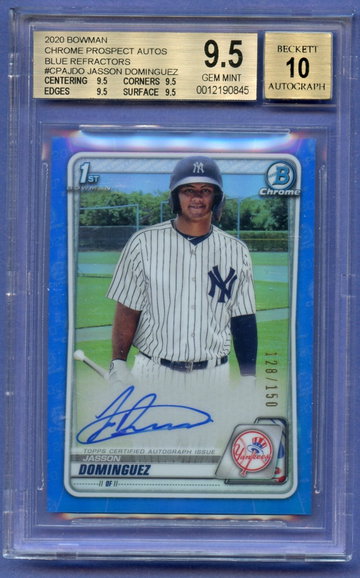 JASSON DOMINGUEZ 2020 Bowman Chrome Blue auto  /150 bgs 9.5 TRUE GEM