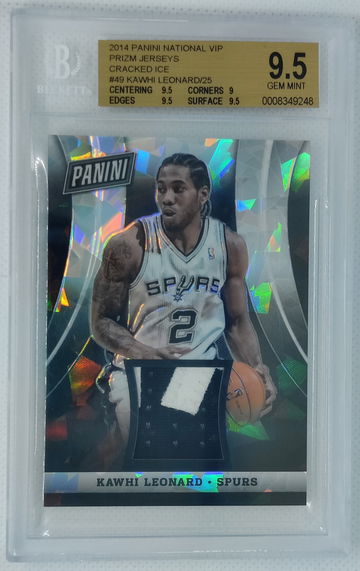KAWHI LEONARD 2014 Panini National VIP Prizm Jersey Cracked Ice Patch #49 14/25! Clippers - BGS 9.5 Gem Mint