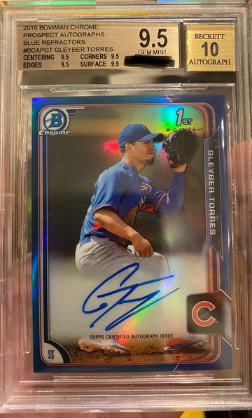 2015 Bowman Chrome Blue Refractor Gleyber Torres BGS 9.5/10 Auto