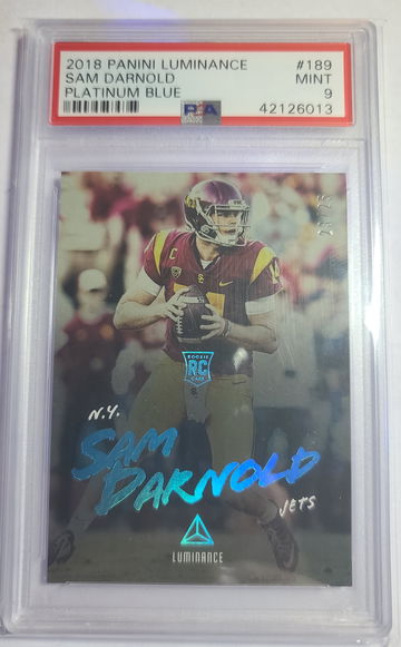 Sam Darnold 2018 Luminance Platinum Blue /25 PSA 9