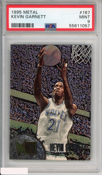 1995 METAL KEVIN GARNETT #167 ROOKIE TIMBERWOLVES HOF RC PSA 9 MINT