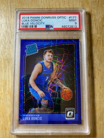 2018-19 DONRUSS OPTIC LUKA DONCIC BLUE VELOCITY RETAIL ONLY RC PSA 9 #177