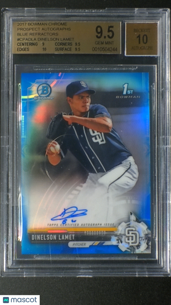2017 Bowman Chrome Prospect Autographs Blue Refractors Dinelson Lamet #CPADLA Blue Refractor /150 Parallel/Variety Inser
