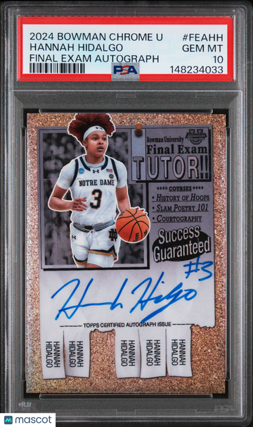 2024 Bowman Chrome University Final Exam Autographs Hannah Hidalgo #FEAHH Chrome Refractor Short Print Nicely Centered M