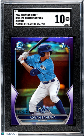 2023 Bowman Draft Adrian Santana #BDC-130 CHR. Purple Refractor SGC 10
