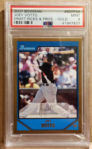2007 Bowman Draft Gold Joey Votto PSA 9
