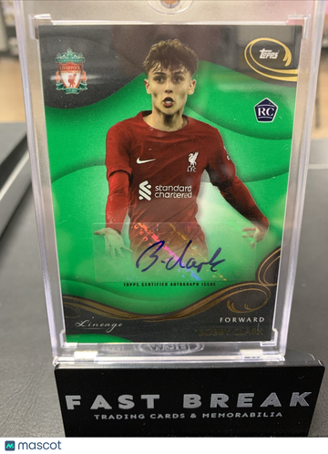 2023 2022-23 Topps Liverpool Lineage Bobby Clark #AU-BC Green Short Print Rookie Topps