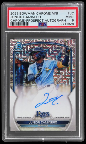 2023 Bowman Chrome Mega Box Junior Caminero Prospect Autograph PSA 9