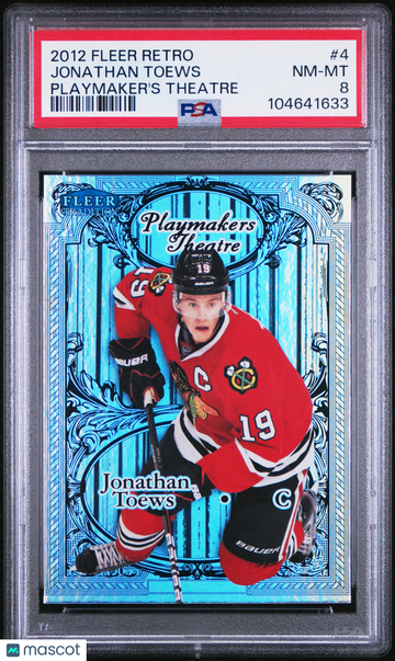2012-13 Fleer Retro Playmaker's Theatre Jonathan Toews #4 Insert PSA 8