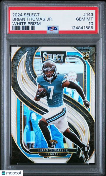 2024 Panini Select Brian Thomas JR. #143 White Prizm /35 Rookie PSA 10