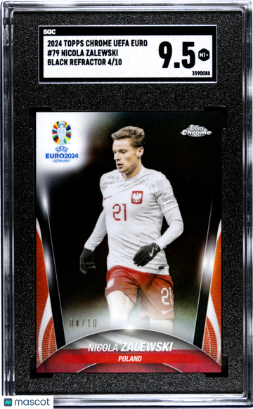 2024 Topps Chrome Uefa Euro Nicola Zalewski #79 Black Refractor SGC 9.5