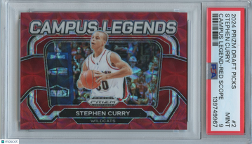 2024 Panini Prizm Draft Picks Campus Legends Stephen Curry #2 Red Scope PSA 9 Panini Authentic