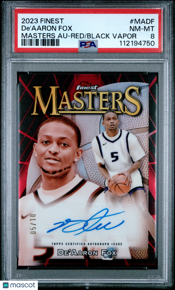 2023 Topps Finest Masters Autographs De'aaron Fox #MADF Red Black Vapor /10 PSA 8