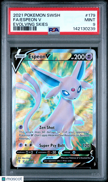 2021 Pokemon Sword & Shield Evolving Skies Espeon V PSA 9 #179/203