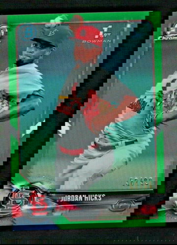 Jordan Hicks 2018 Bowman Chrome 1st RC Rookie Green Refractor 58/99 Cardinals