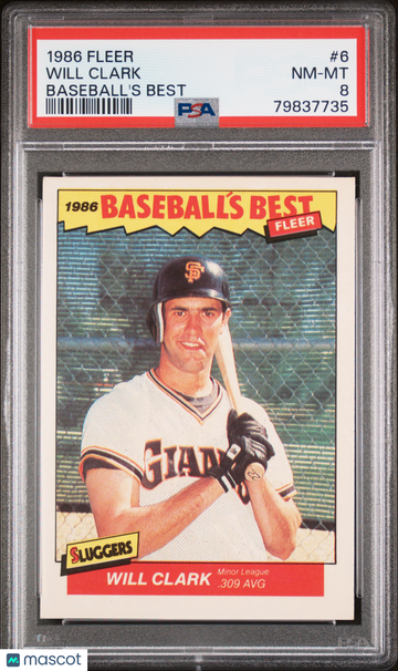 1986 Fleer Baseball's Best Will Clark #6 PSA 8