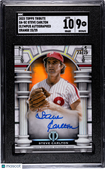 2023 Topps Tribute Steve Carlton #OA-SC Olympus Autograph Orange SGC 9 Auto 10