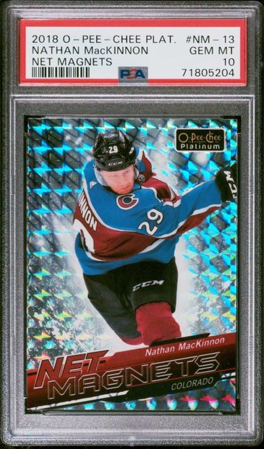 2018-19 OPC Platinum Net Magnets Mosaic #NM-13 Nathan MacKinnon PSA 10